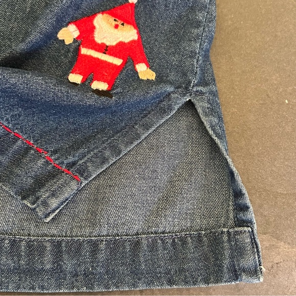 Womens Sz 1X Holiday Embroidered Button Down Denim Shirt Top New Direction - Picture 7 of 10